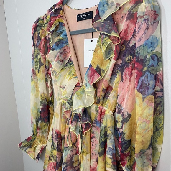FEW MODA Floral Charla Side Zip long Sleeve Dress - Picture 6 of 13